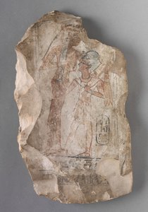 Ostracon: Ramesses II died av en gudinne, ca. 1279-1213 f.Kr. av Egyptian 19th Dynasty