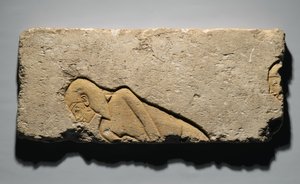 Relieff som viser to menn som bukker, fra Tell el-Amarna, New Kingdom, ca. 1352-1336 f.Kr. (kalkstein)