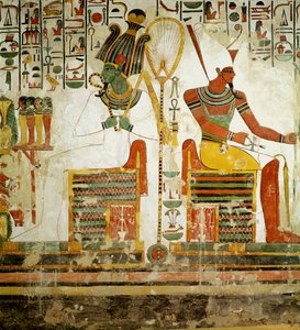 Gudene Osiris og Atum, fra graven til Nefertari, New Kingdom (veggmaleri)