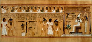 The Weighing of the Heart against Maats Feather of Truth, fra Book of the Dead of the Royal Scribe Hunefer, New Kingdom, ca. 1275 BC (papyrus)