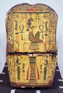 Endevisning av kisten til mumien til Nesyamun, muligens funnet i Deir El-Bahri, New Kingdom, ca. 1100 f.Kr. (malt tre) av Egyptian 20th Dynasty