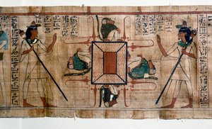 Egyptian Antiquit: Lake of Fire to Hell. Papyrus fra en dødebok. Papyrus fra det 21. dynastiet