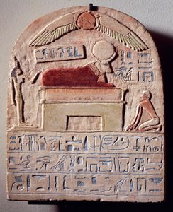 Malt kalksteinsstele av guden Apis av Egyptian 21st Dynasty
