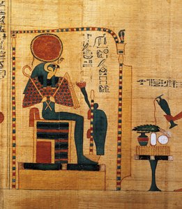 Mytologisk papyrus av Imenemsauf, hovedbærer av Amon. Detalj: gud Ra-Harakhti
