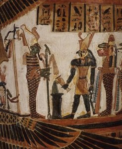 Osiris, detalj fra kartongen til Nekhtefmet, tredje mellomperiode, ca. 934-889 f.Kr. (pusset og malt lin) av Egyptian 22nd Dynasty