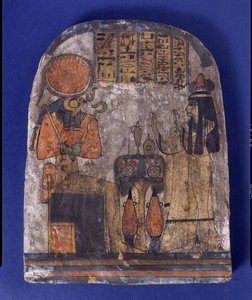 Votivmonument til Tentesamun, The Chantress of Amun, fra Theben, tredje mellomperiode (malt tre) av Egyptian 22nd Dynasty