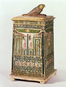 Canopic krukkeboks, fra Saqqara, sen periode (polykromt og forgylt tre)