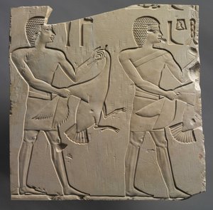 Profet og lektor-prest med ofringer av levende gjess, ca. 667-647 f.Kr. av Egyptian 26th Dynasty