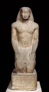 Statue av Nakhtorheb knelende, Saite-perioden, ca. 595-589 f.Kr. (kvartsitt) (se også 105657 og 280065)