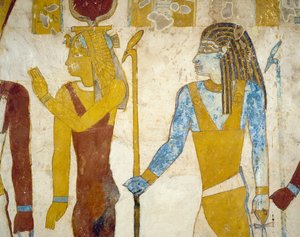 Veggmalerier fra Tomb of Pa Nentwy, Bahariya Oasis, Giza, Egypt. Egyptisk sivilisasjon, 26. dynasti, 663-525 f.Kr. av Egyptian 26th Dynasty