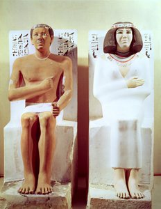 Rahotep og hans kone, Nofret, ca. 2620 f.Kr. (malt kalkstein)