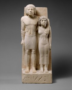 De kongelige kjente Memi og Sabu, ca. 2575–2465 f.Kr. (kalkstein og maling)