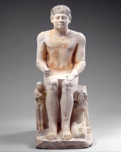 Nikare med sin kone og datter, ca. 2420-2389 f.Kr. (malt kalkstein) av Egyptian 5th Dynasty