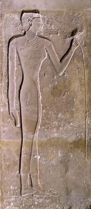 Søyle som viser en kvinne som lukter en lotusblomst, Old Kingdom, 2423–2263 f.Kr.