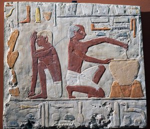 Tilberedning og baking av brød, 2500-2350 f.Kr. (malt kalkstein) av Egyptian 5th Dynasty