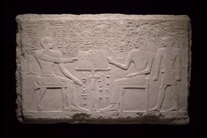 Veggfragment fra graven til Thenti, 2524-2400 f.Kr av Egyptian 5th Dynasty