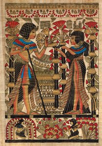 Egyptisk kunst, egyptisk papyrus: Farao og hans kone, Coll, del