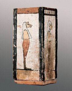 Egyptisk antikvitet: begravelsesurne eller baldakin av tre. 11.-4. århundre f.Kr. Montserrat kloster. Museet i Montserrat. av Egyptian Egyptian