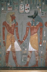 Farao og Anpu holder hender av Egyptian Egyptian
