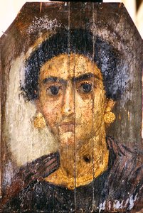 Portrett av en kvinne, ca. 100-300 (enkaustisk på panel) av Egyptian Egyptian