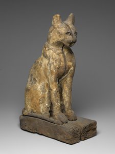 Stor figur av en katt (tre, gesso og lin)
