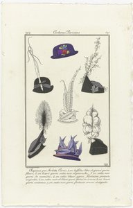 Tilbehør Journal des Dames et des Modes, Costumes Parisiens, 1914, nr. 171: Hats av Arlett (...) av Eiger