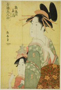 Hanaogi of the Ogiya, fra serien "Beauties of the Pleasure Quarters (Seiro bijin awase)" av Eishōsai Chōki