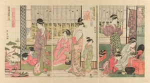 Regn morgenen etter i Pleasure Quarter av Eishōsai Chōki