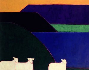 Fjord Snaefellness, 1999 (akryl på papir) av Eithne Contemporary Artist Donne