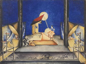 Scenedesign for Opera Bastien und Bastienne av W. A. Mozart, 1925 av Ekaterina Petrova Troitskaya