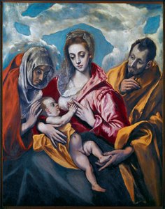 Den hellige familie med Saint Anne (maleri på lerret) av El (1541-1614) Greco