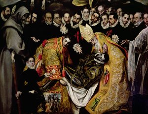 Begravelsen av grev Orgaz, fra en legende fra 1323, detalj av en ung side, St. Etienne, greven og St. Augustine av El Greco