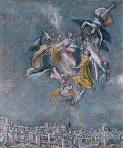 Utsikt og kart over Toledo (maleri på lerret)