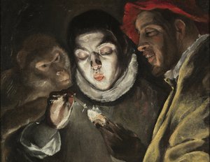 La fable - Peinture de Dominicos Theotokopoulos dit Le Greco (1541-1614), huile sur toile (50,5x63,6 cm), vers 1580 - (Fabelen, olje på lerret av El Greco) - Museo del Prado, Madrid (Espagne) av El Greco