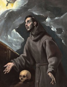 Saint Francis mottar Stigmata, av El Greco, Dominico (1541-1614). Olje på lerret av El Greco