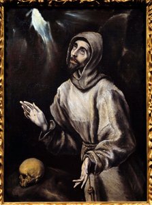 Saint Francois av Assisi (1181-1226) mottar stigma Maleri (Vanita) av Domenikos Theotokopoulos dit El Greco (1541-1614) 1595 Søn. 0,76x0,57 m Pau, Museum of Fine Arts av El Greco