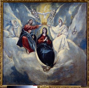 The Coronation of the Virgin Maleri av Domenikos Theotokopoulos dit El Greco (1541-1614) 1595 Søn. 0,99x1,01 m Madrid, Prado-museet av El Greco