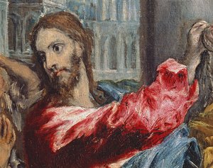 Christ Driving the Traders from the Temple, detalj av Kristus, c.1600 olje på lerret detalj av 29580