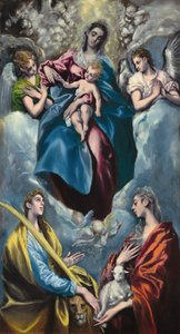 Madonna og barn med Saint Martina og Saint Agnes av El Greco