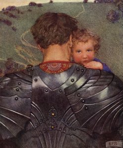 Selv om en løve på marken, et lam i sin tur skal du ham finne (farge litho) av Eleanor Fortescue Brickdale