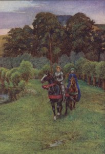 Illustrasjon for Idylls Of The King av Alfred Lord Tennyson (farge litho) av Eleanor Fortescue Brickdale