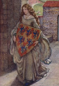 Illustrasjon for Idylls Of The King av Alfred Lord Tennyson (farge litho) av Eleanor Fortescue Brickdale