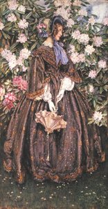 Dame med parasoll (akvarell på papir) av Eleanor Fortescue Brickdale