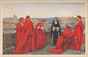 Den hellige Katarina av Siena forhandler med pave Gregor XI på vegne av florentinerne.