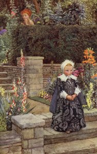 Likevel er dette hun hvis rene lover den hensynsløse kjærligheten en dag skal frykte, og under hennes komm (farge litho) av Eleanor Fortescue Brickdale