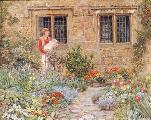 Mor og barn i en blomsterhage av Eleanor Fortescue Brickdale