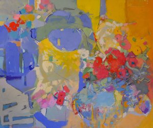 Levende, abstrakt blomstermotiv av Elena Shraibman