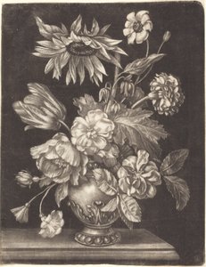 Blomsterstilleben med en solsikke av Elias Christoph Heiss