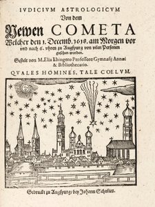 En ny komet sett fra Augspurg, Tyskland 1. desember 1618, pub. 1618. av Elias Ehinger 1573 1653.