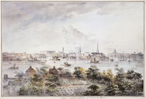 Utsikt over Stockholm fra Kungsholmen med Slottet og Storkyrkan, Tyskakyrkan, Katarinakyrka og Riddarholmskyrkan,